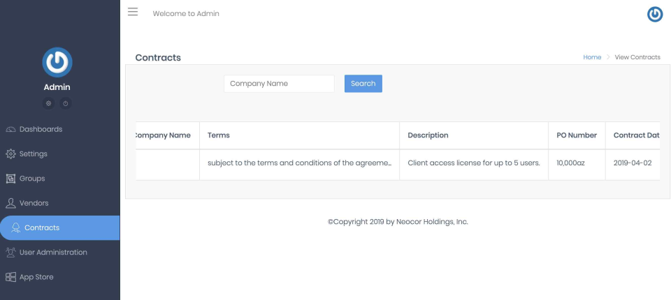 screenshot of Neocor Fusion Ledger